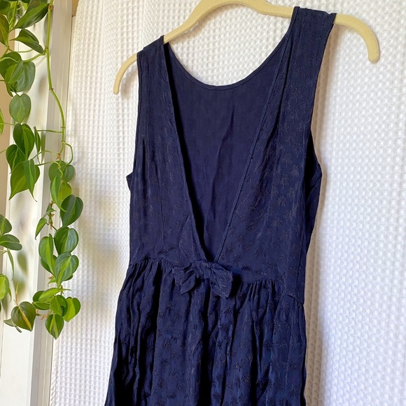 Navy Blue Summer Dress with Bow on Back by Topshop - Picture 4 of 7
